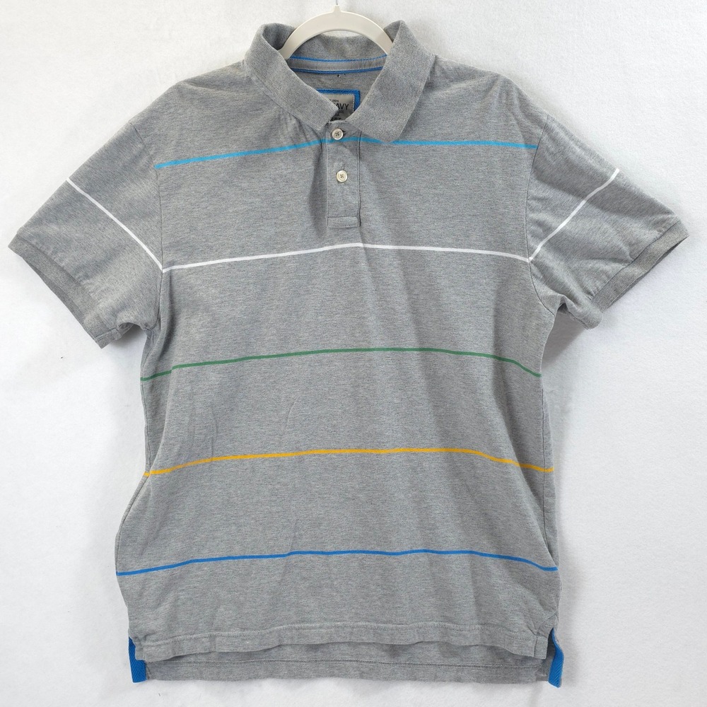 Old Navy Polo Shirt Striped Heather Grey Mens Large Casual Preppy Style Dadcore